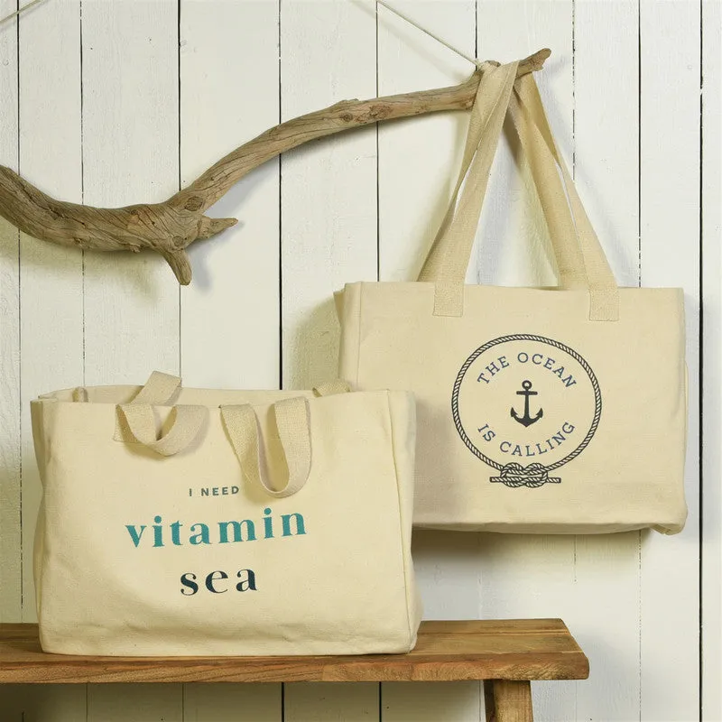Beach Tote, Canvas - The Ocean Is Calling